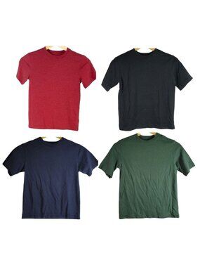 Cherokee Boy T Shirts x4 Blue Green Red Black Small Short Sleeve Crew Neck Solid
